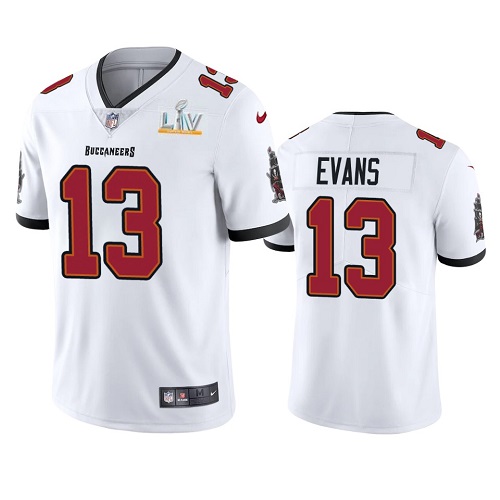 Men's Tampa Bay Buccaneers #13 Mike Evans White NFL 2021 Super Bowl LV Limited Stitched Jersey Men's Tampa Bay Buccaneers #13 Mike Evans White NFL 2021 Super Bowl LV Limited Stitched Jersey